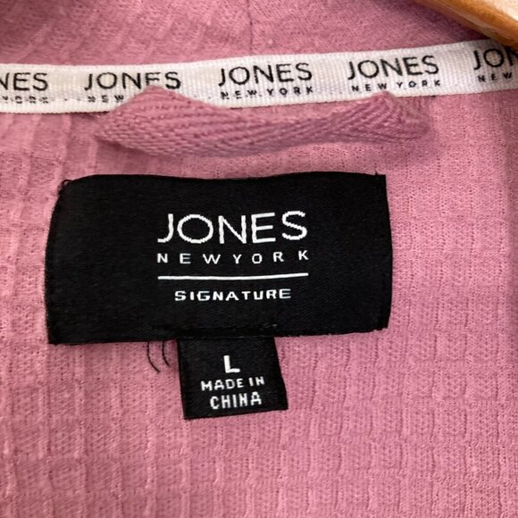 DKNY Women L Pink Cotton Blend Tie Waist Robe Spa Shower Soft Knit - Picture 6 of 11